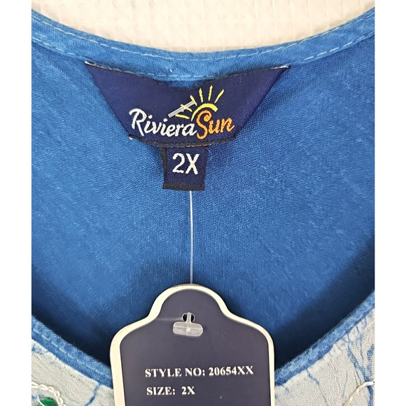 Riviera Sun ~Woman Plus Sizw 2X~ Blue Embroidered Sequin Maxi Flare Dress NWT. - Picture 14 of 15